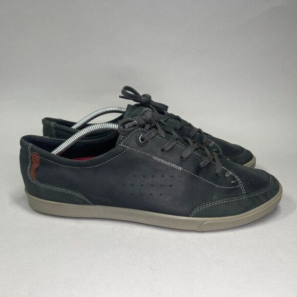 Ecco Men's Size 13 Dark Leather Leather Lace Up Sneakers - Picture 1 of 12
